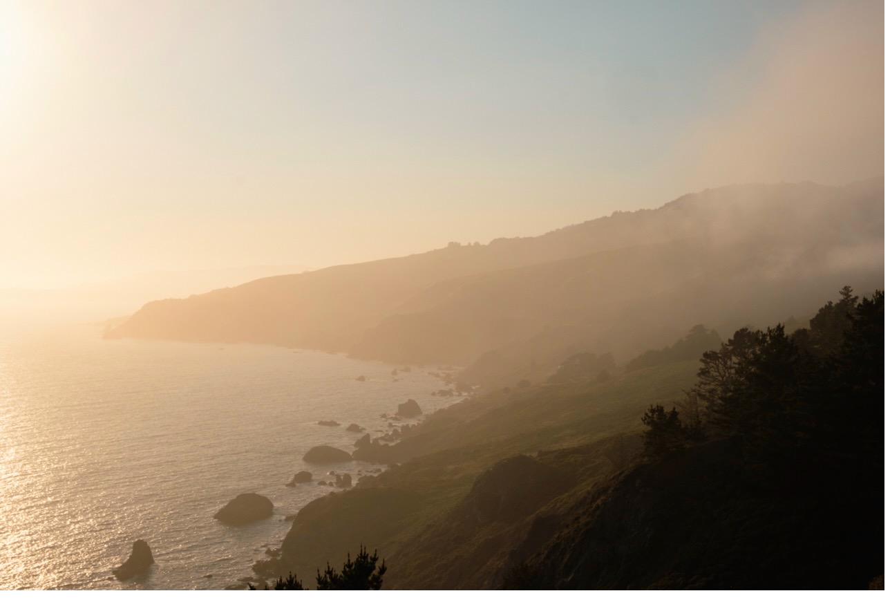 Coastal hills in golden light